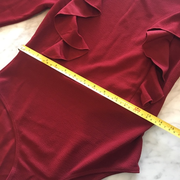 Merlot Scoop Neck ruffle bodysuit - Picture 6 of 6